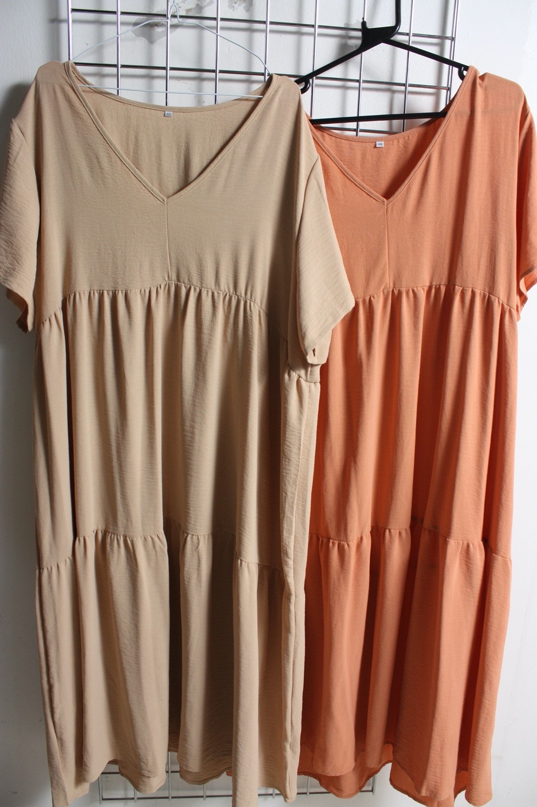 2 x Womens Tiered Maxi Dress Bundle – Orange/Beige Size 4XL (L35)