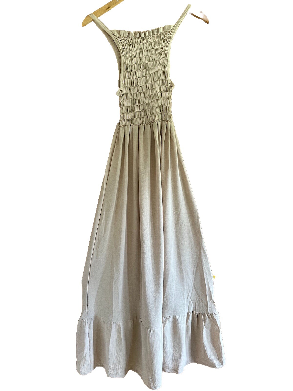Womens Spaghetti Strap Smocked Tiered Long Beach Sun Dress Free Size S – L