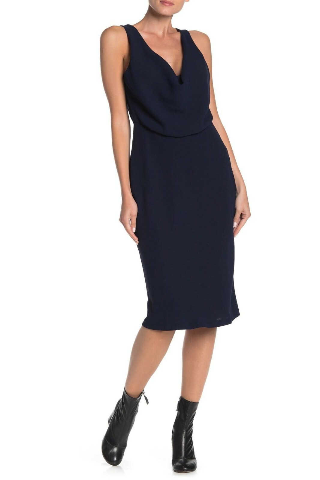 NEW Jarbo Synthetic Drape Neck Dress in Navy – Size 1 #D3832