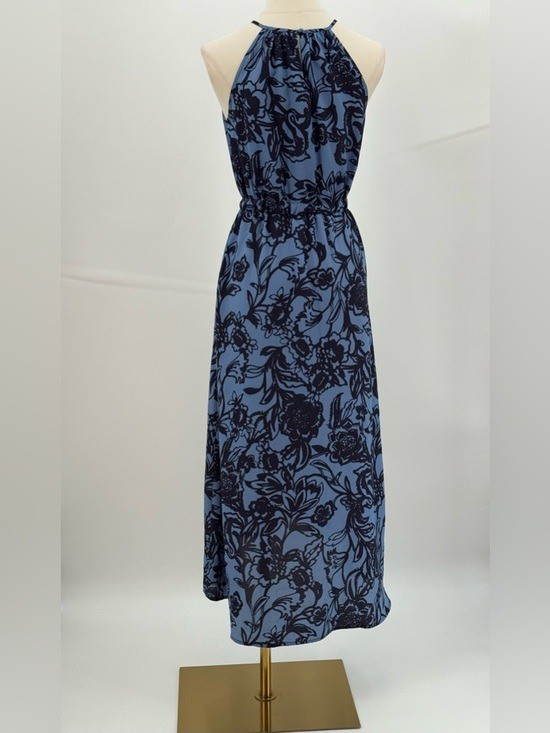 Loft Blue Floral Halter Maxi High Low Keyhole Vacation Summer Boho SZ XS-P