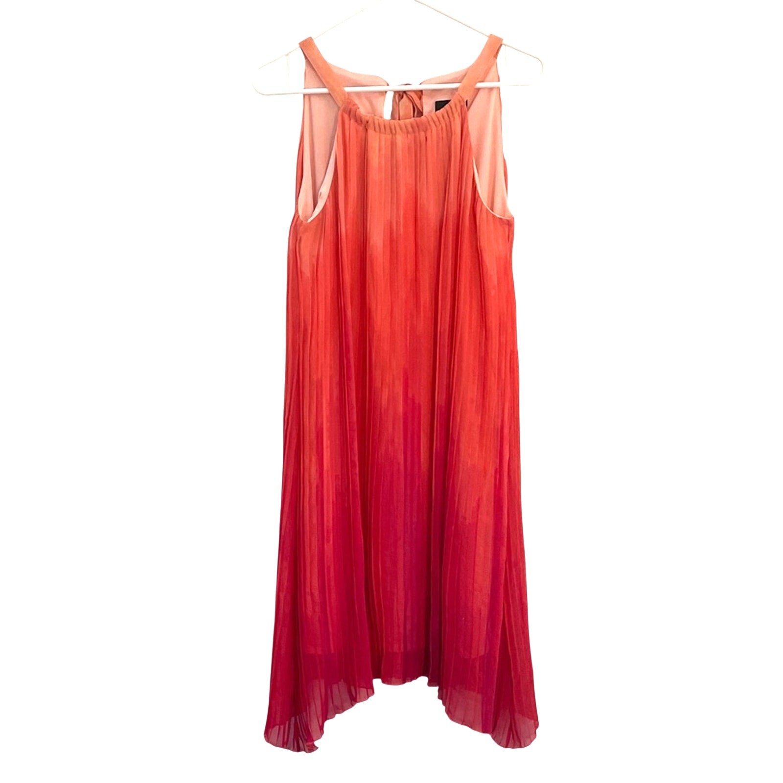 Apt. 9 Ombre Pleated Halter Swing Dress pink orange size 12 baby doll