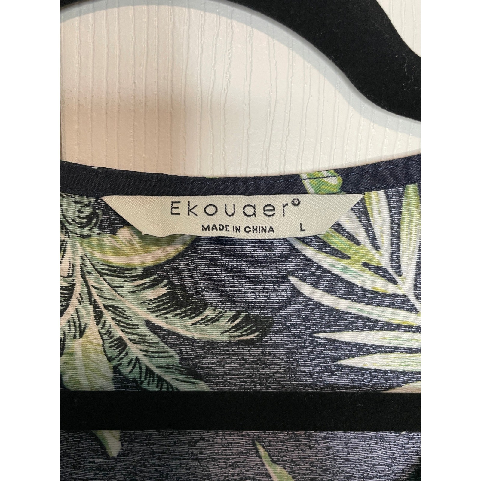 Ekouaer Pineapple House Dress Snap Front Muumuu Coastal Boho Navy Cotton Large