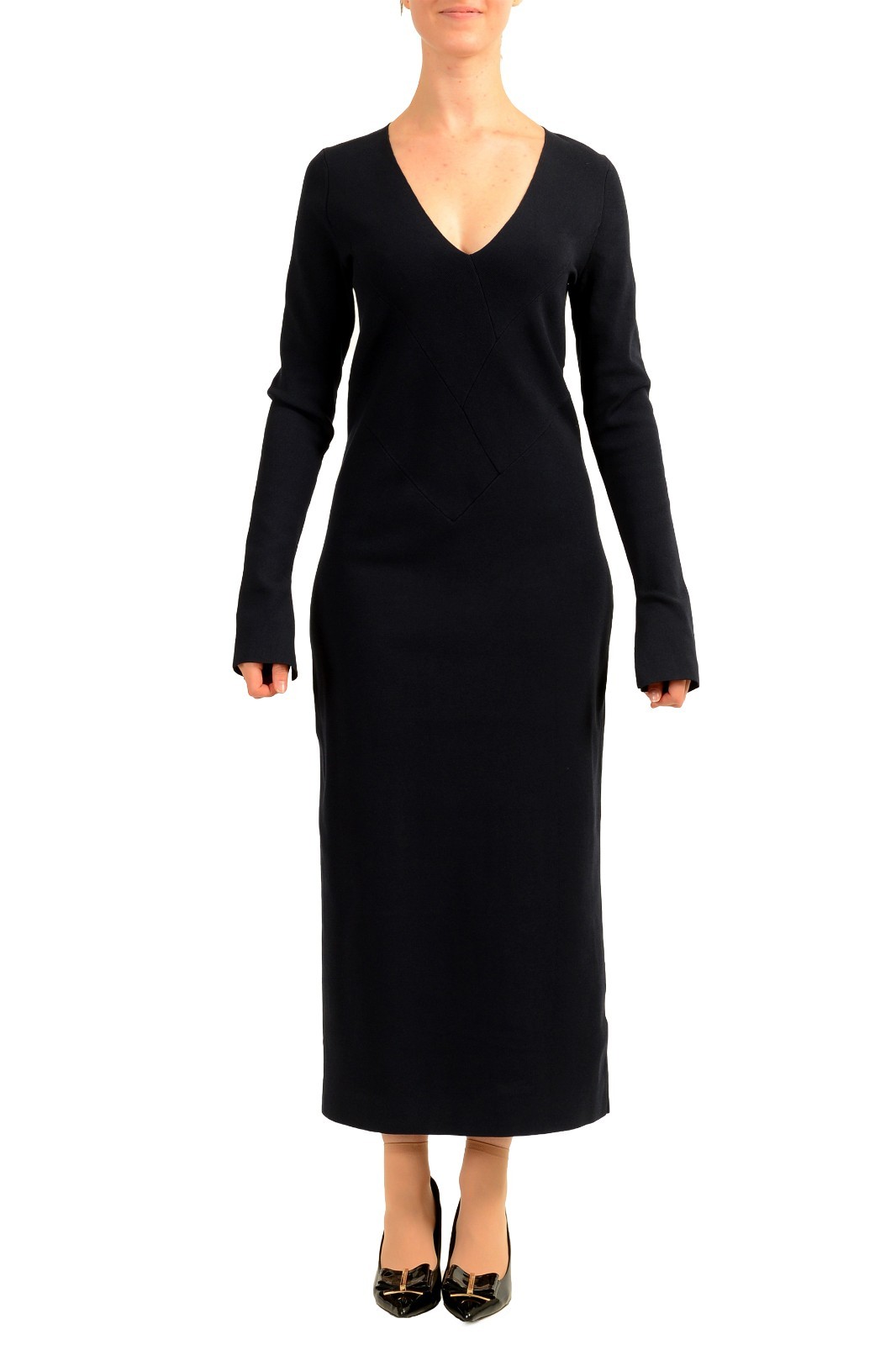 Hugo Boss Women’s “Florency” Blue Long Sleeve Stretch Midi Dress US L IT 44