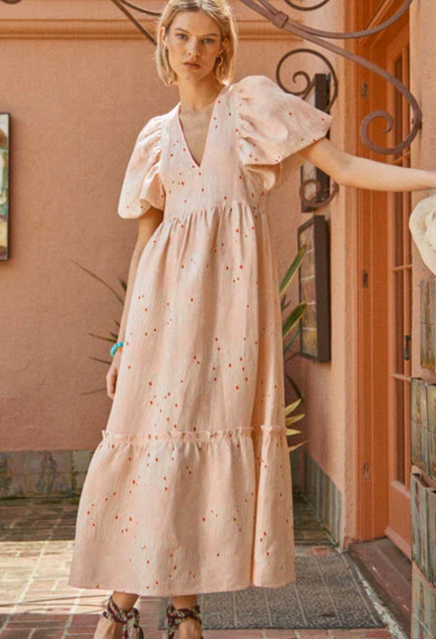 Hunter Bell Palmer Abstract Coral Dress S $445