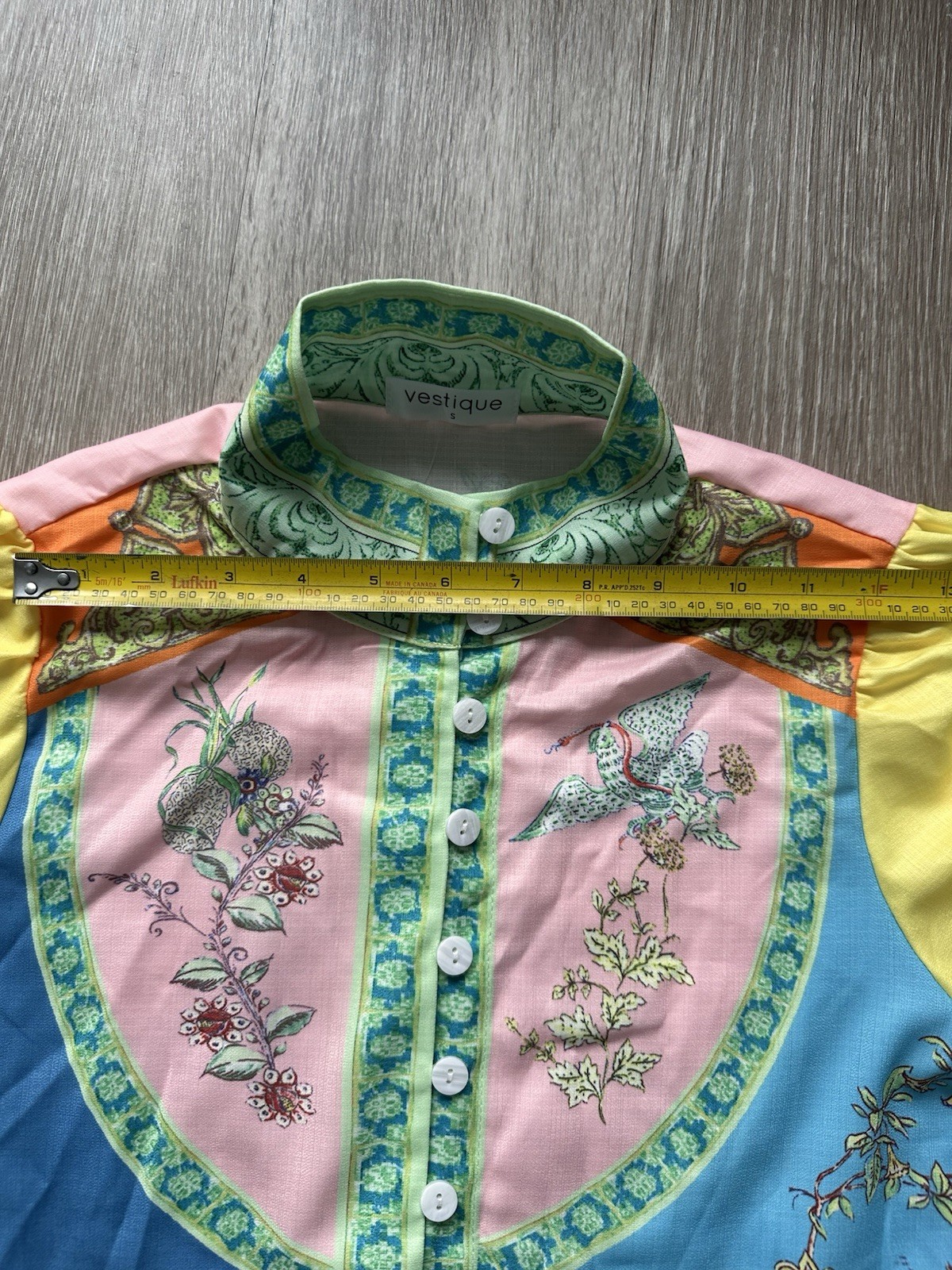 Eclectic Whimsical Botanical and Architectural Motifs Mini Dress Linen Blend NWT