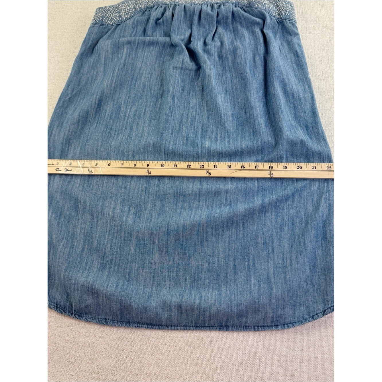 Universal Thread Chambray Embroidered Square Neck summer Dress women’s size M