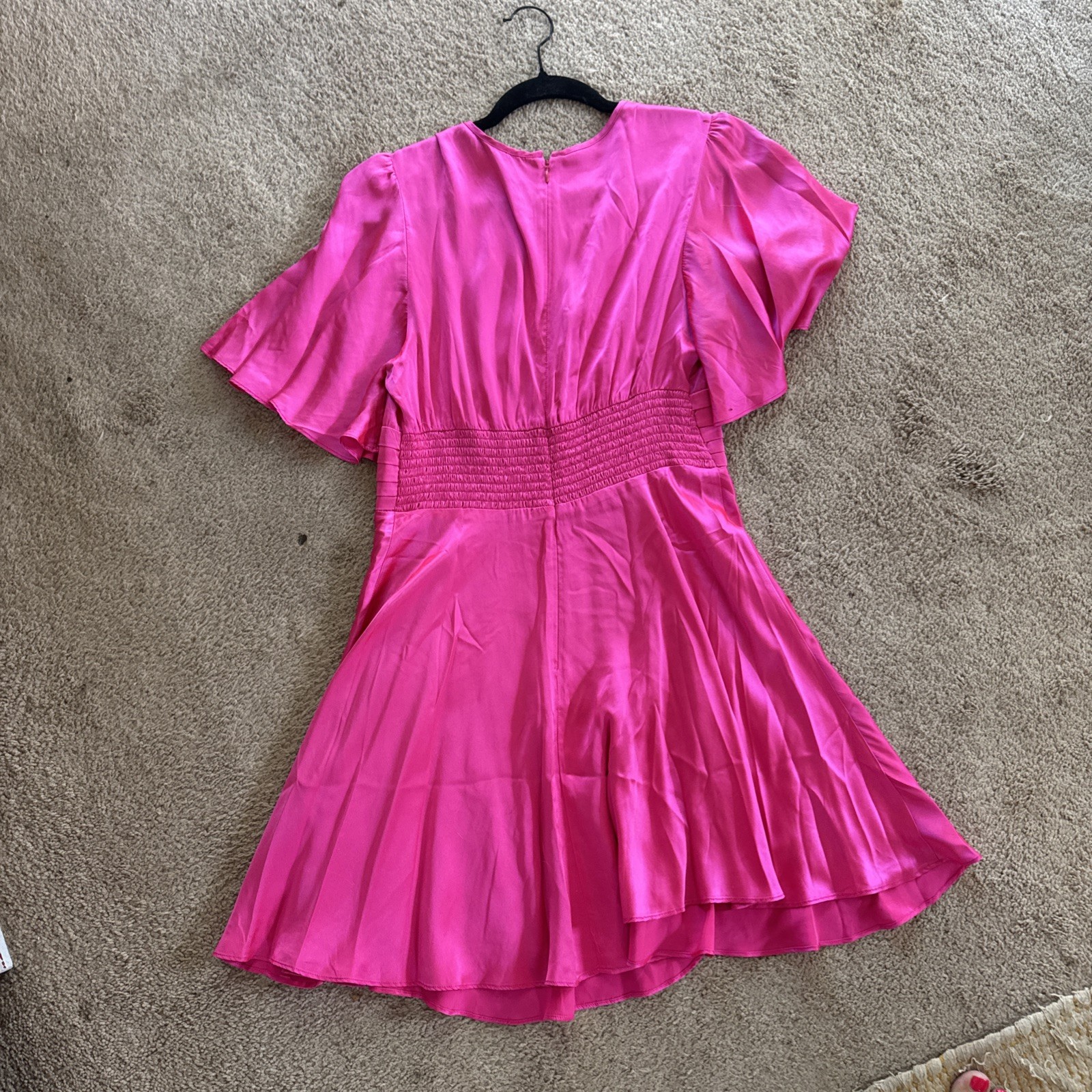 Amanda Uprichard Pink Silk Flutter Sleeve Dress Womens Size Medium