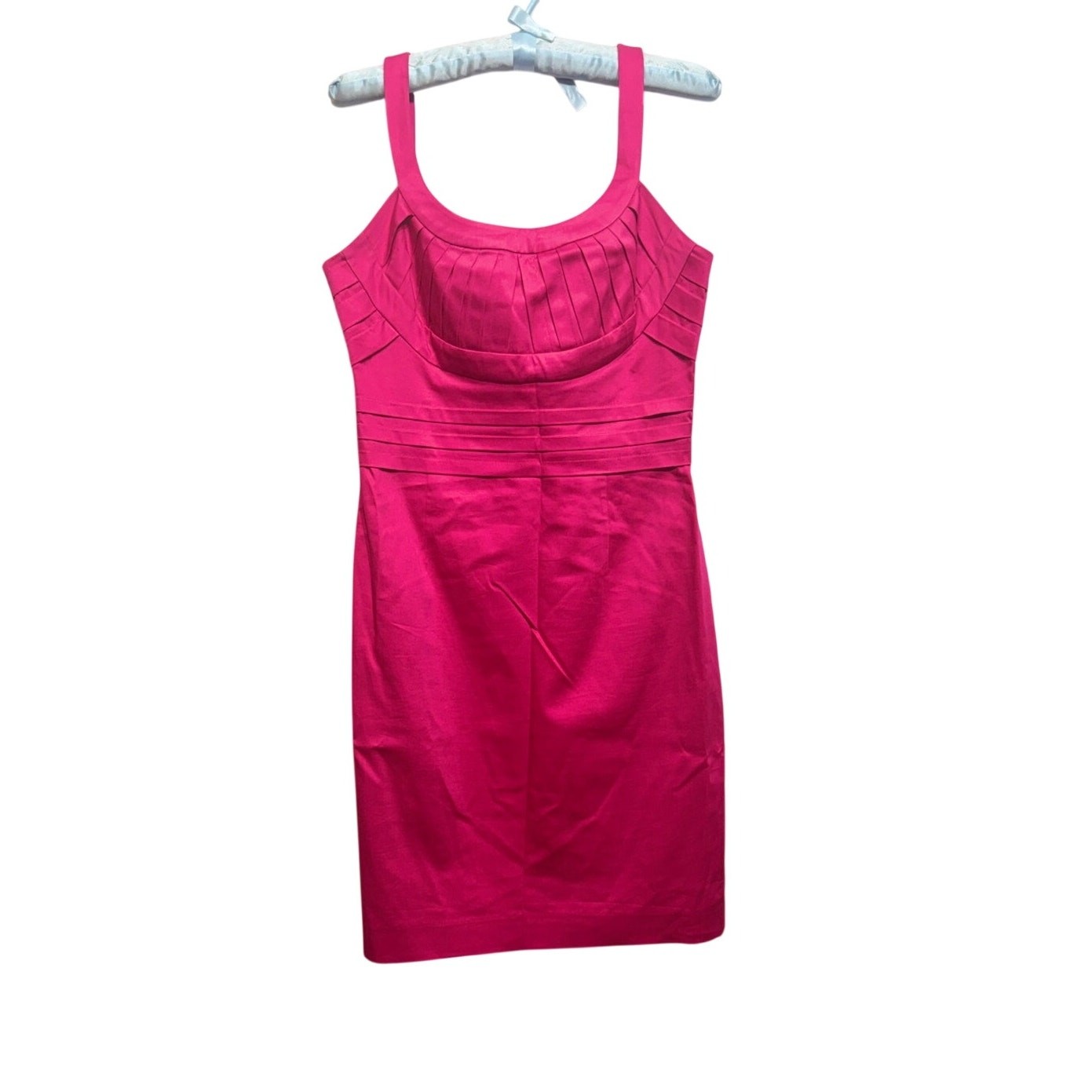 Calvin Klein dress bodycon hot pink lined adjustable strap pleats on chest Sz 6
