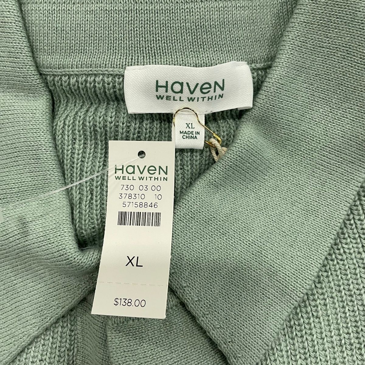 HAVEN WELL WITHIN Organic Cotton Rib Knit Johnny Collar Dress Size XL
