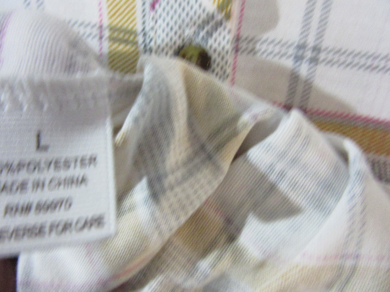 Eden & Olivia Dress Womens Large White Yellow Plaid Shirt Casual Roll Tab Sleeve