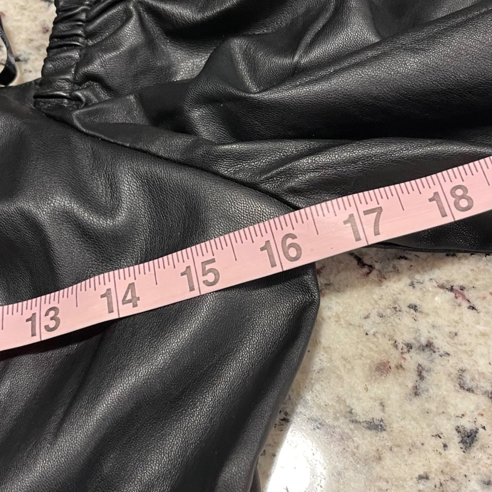 7 For All Mankind Faux Leather Square Neck Smocked Zipper Dress Black Medium NWT