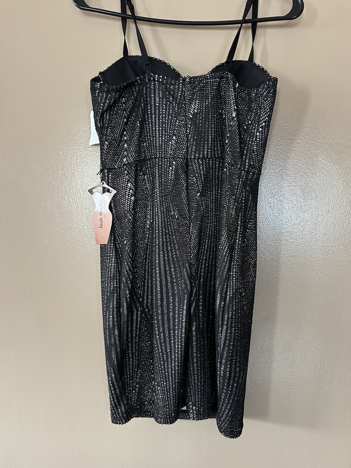 Haute Monde Black Silver Lace Up Strappy Mini Slip Dress Sleeveless Size M