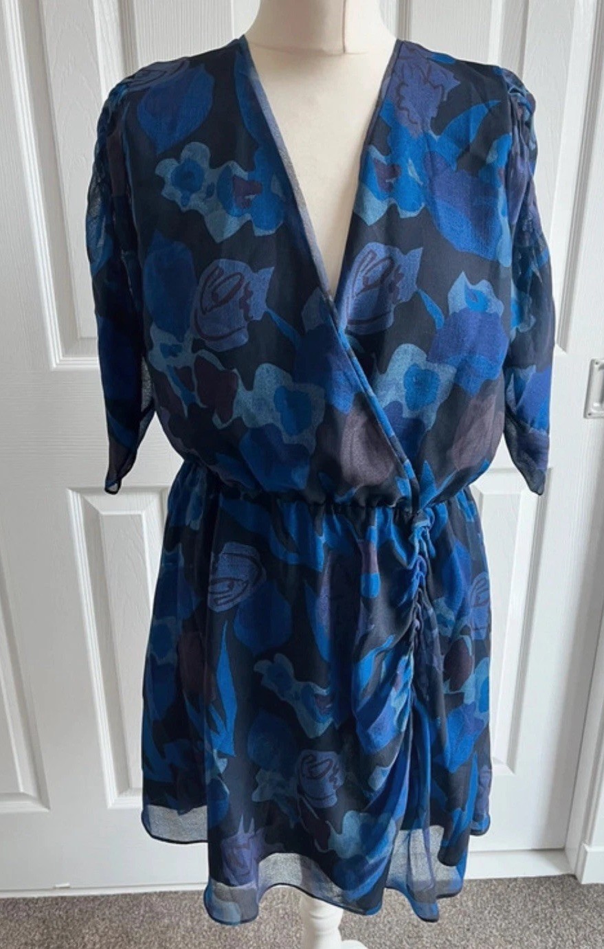 Ted Baker Women’s Juleah Floral Summer Skater Blue Dress 4 14 NWT