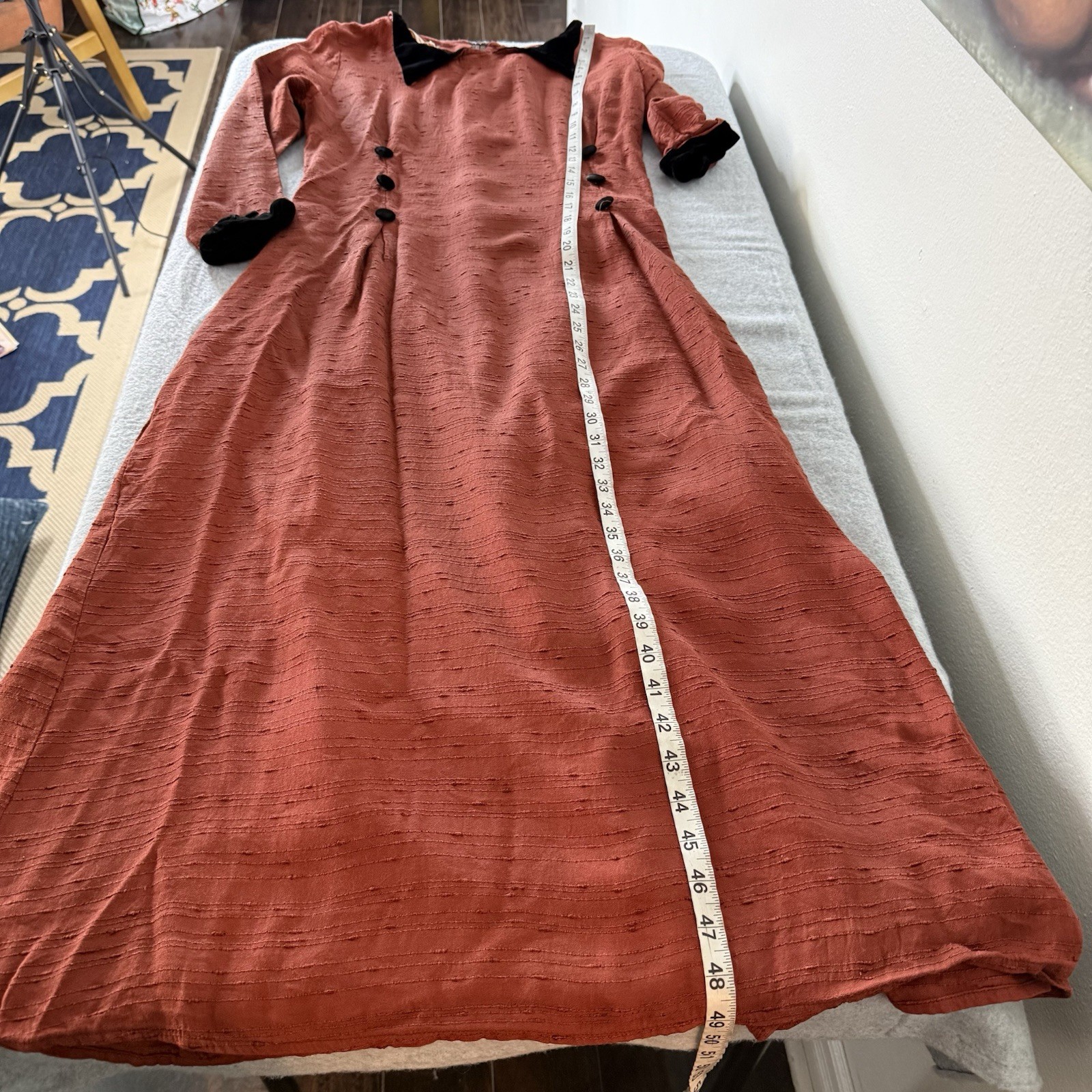 Hanna For La Journee Retro Rockabilly Long Sleeve Dress Velvet Details