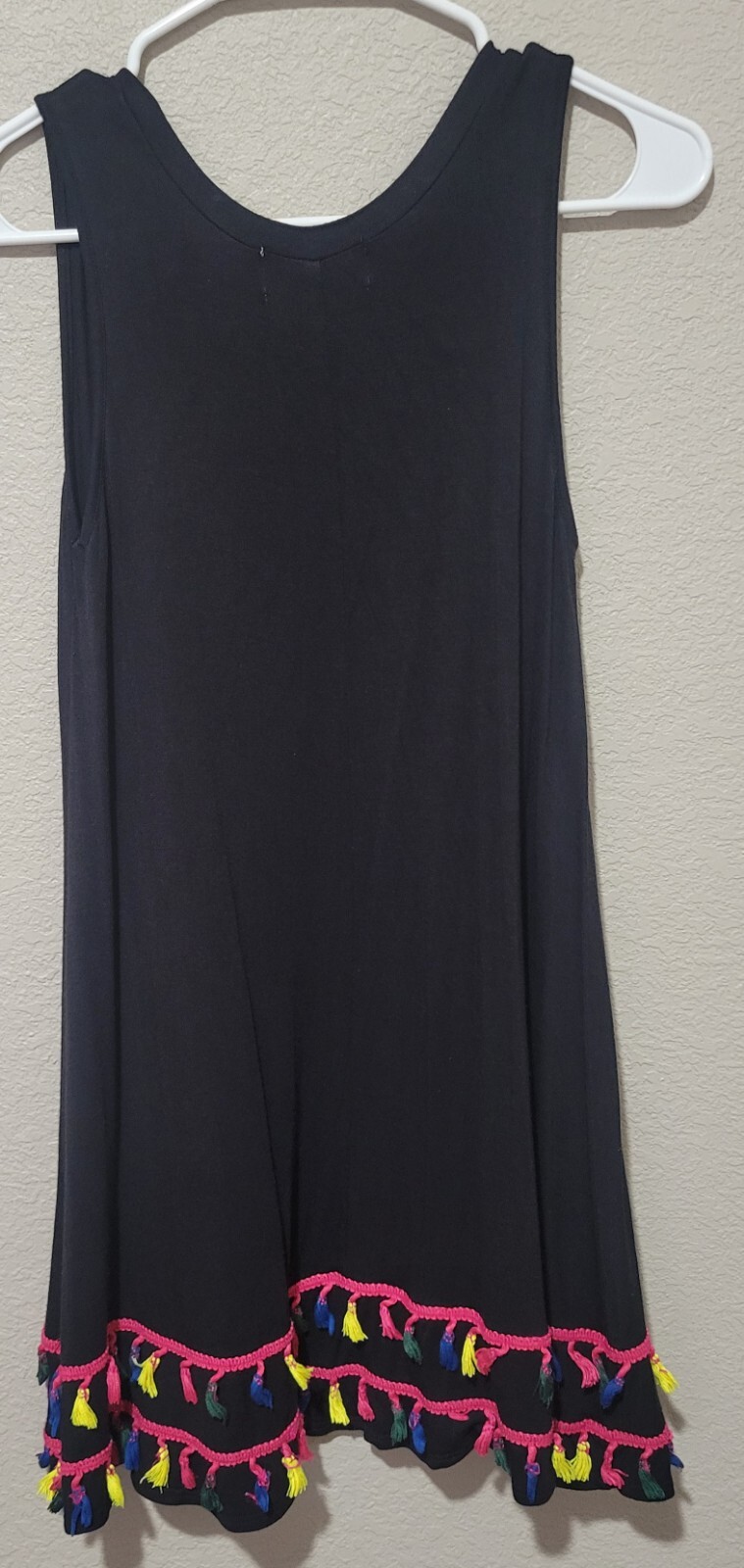 Wishful Park Dress Women Small Black Southwest Sleeveless Fringe Hem Festival