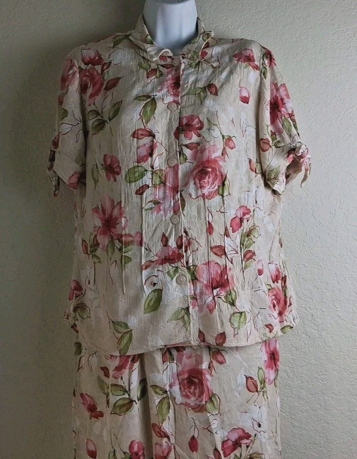 Karin Stevens Women’s Sleeveless Flowers Maxi Dress W/ Blouse Size 12