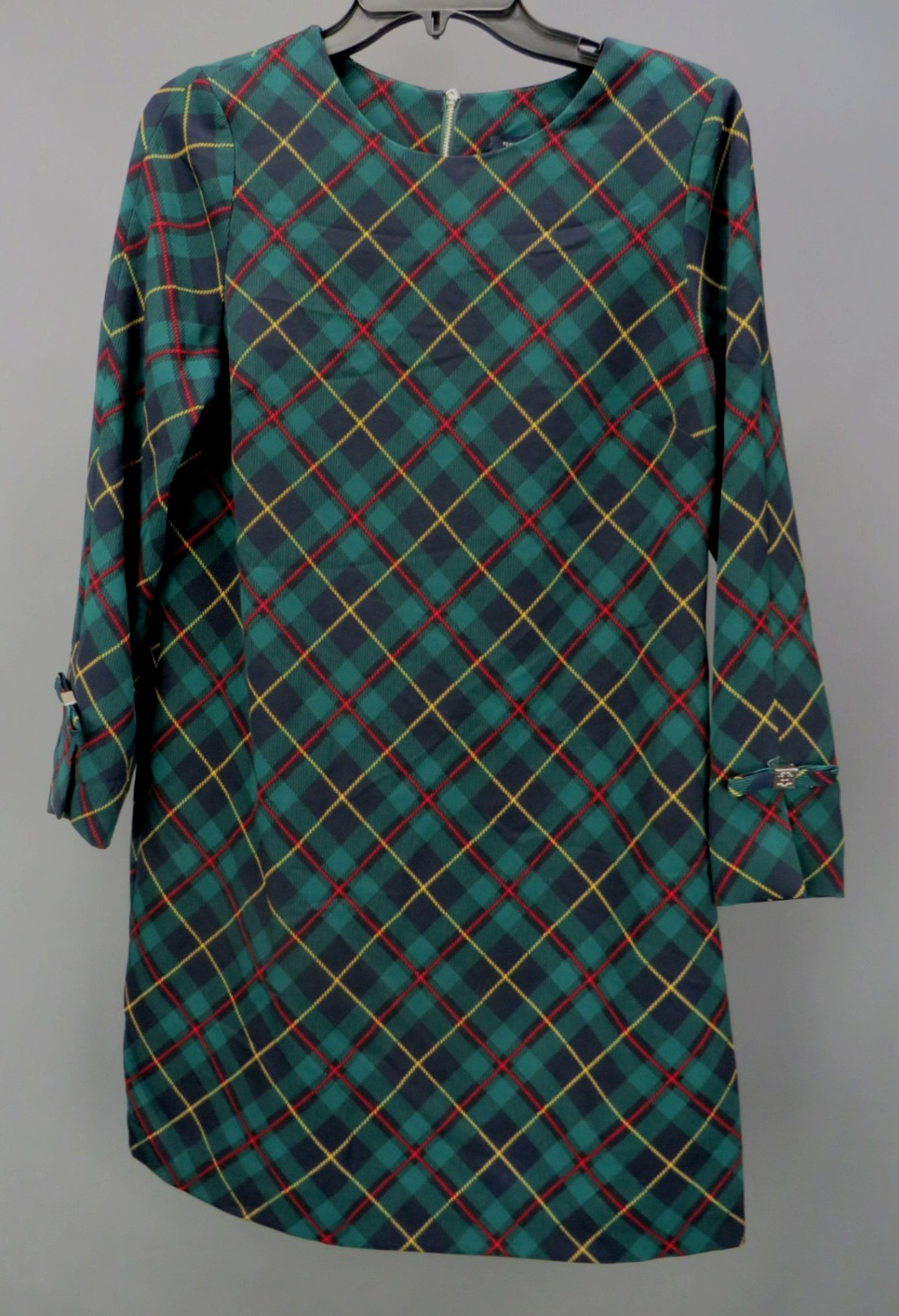 Tommy Hilfiger Petite Plaid Long-Sleeve Bow-Cuff Dress $119 Size 10P # 3A 3036 B
