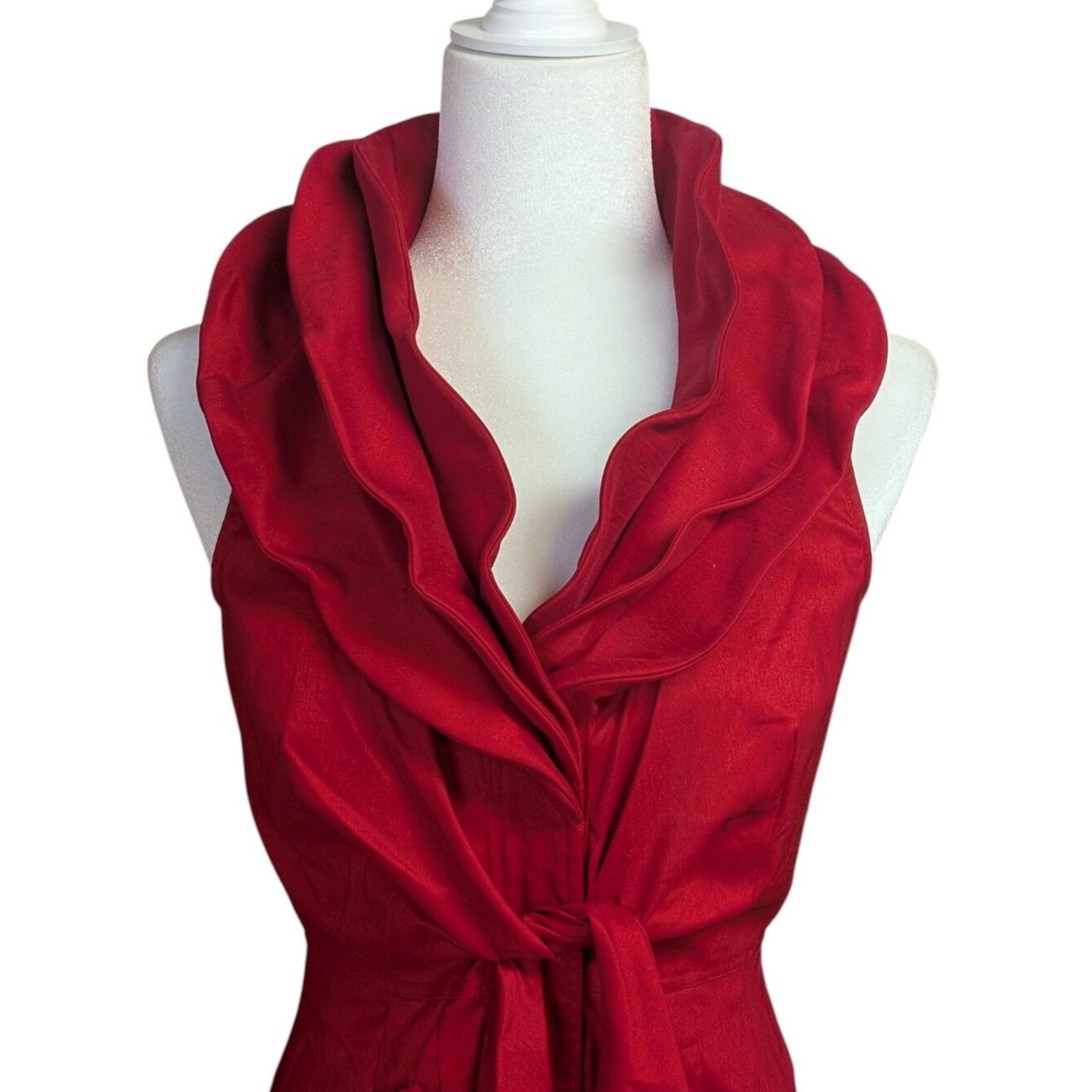 Samuel Dong Red Sleeveless Bubble Skirt Wired Collar Dress Size XS