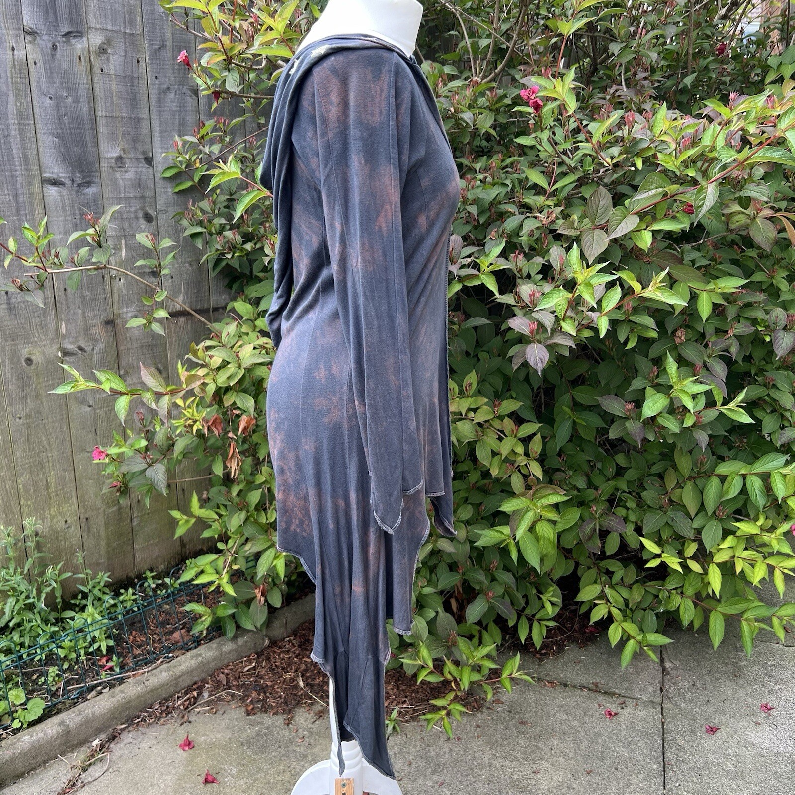 Gringo Tie Dye Pixie Star Tunic Top Dress Hoodie Hippie Boho Asymmetric Hem S
