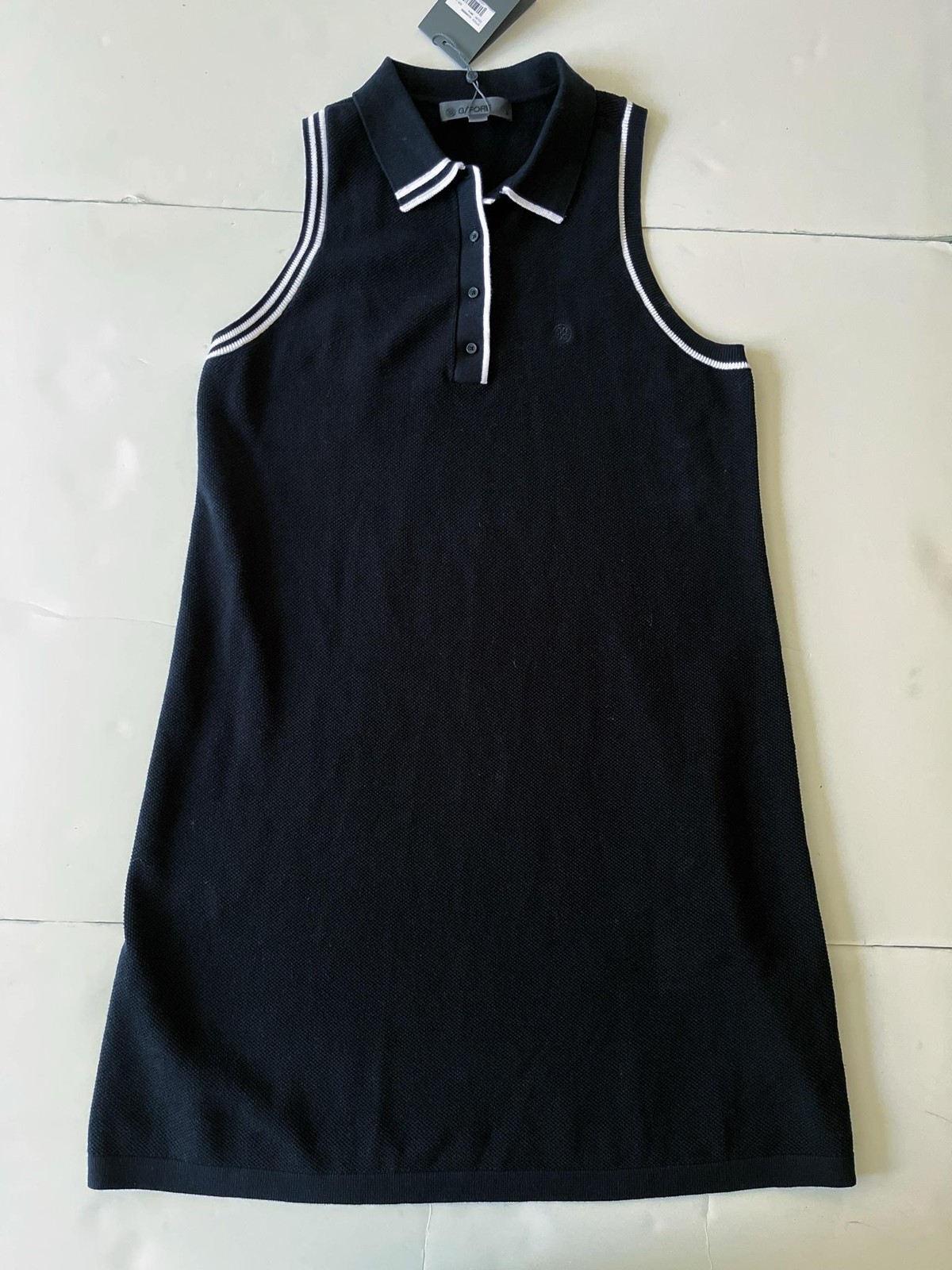 G/FORE Dress Womens L Black Collared Knit Sleeveless Polo Golf Shift Cotton NWT