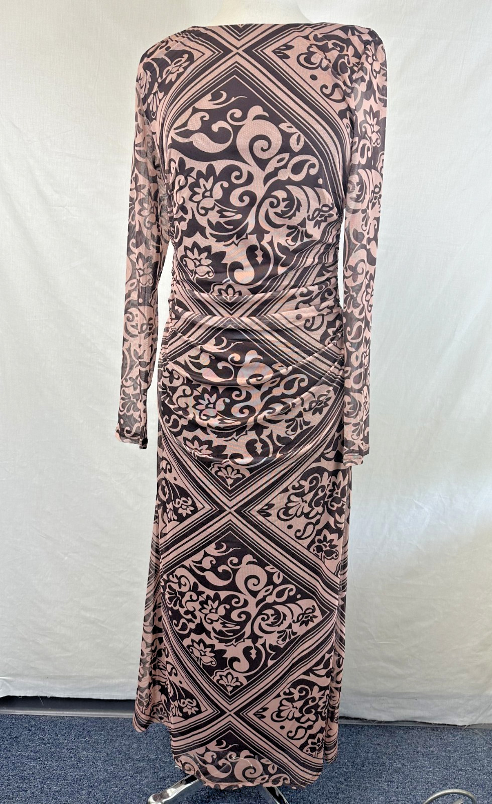 NWT Minkpink Floral Mesh Side Ruching Midi Dress L