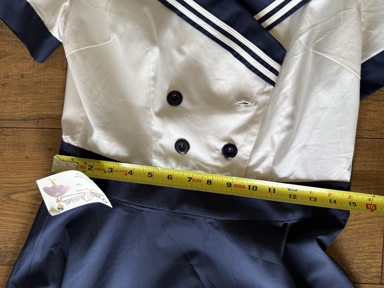 CHICstar Nautical Sailor Pin Up Dress Rockabilly Retro Navy White Swing S NWT