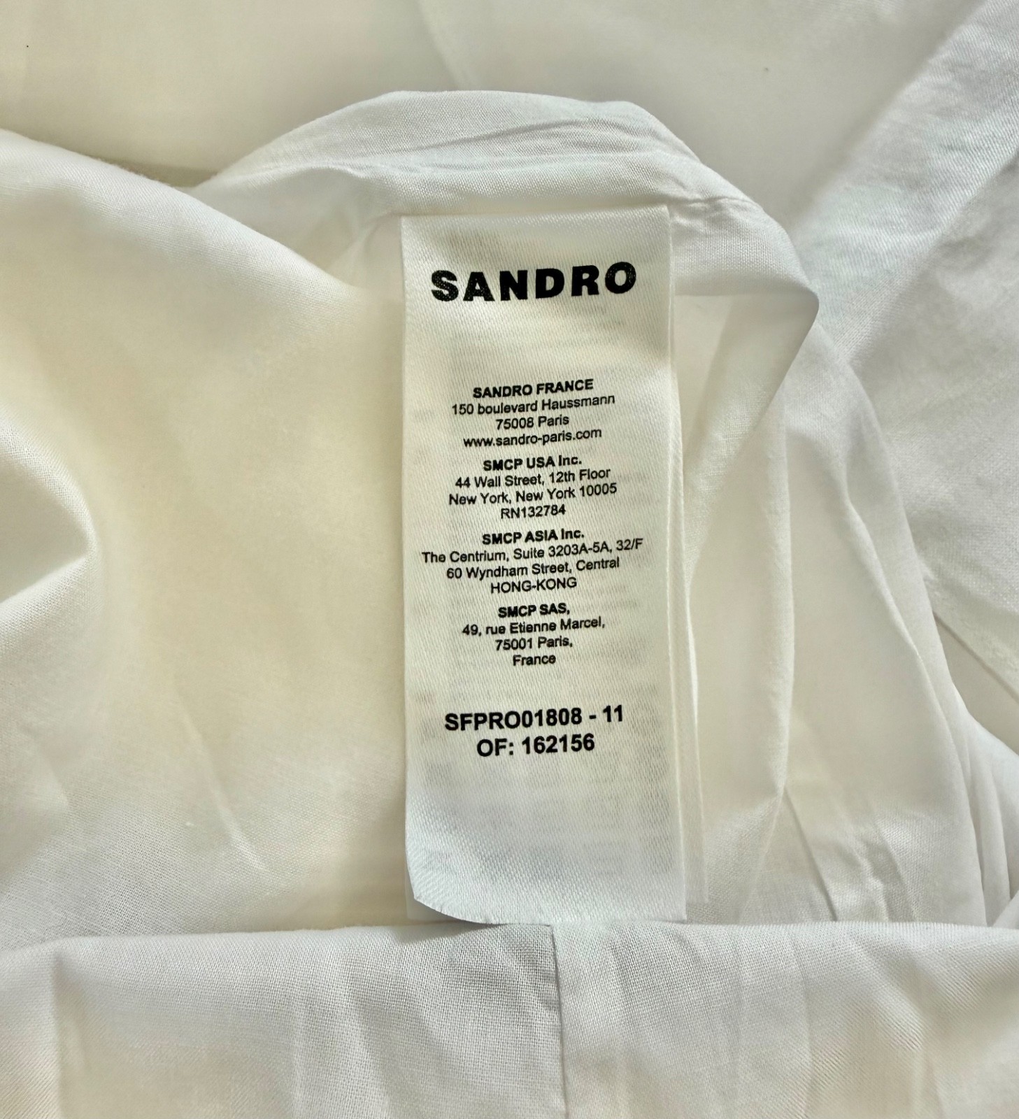 Sandro Paris SFPRO01808 White Ramie Side Cut-Out Midi Dress | Puff Sleeve | 34