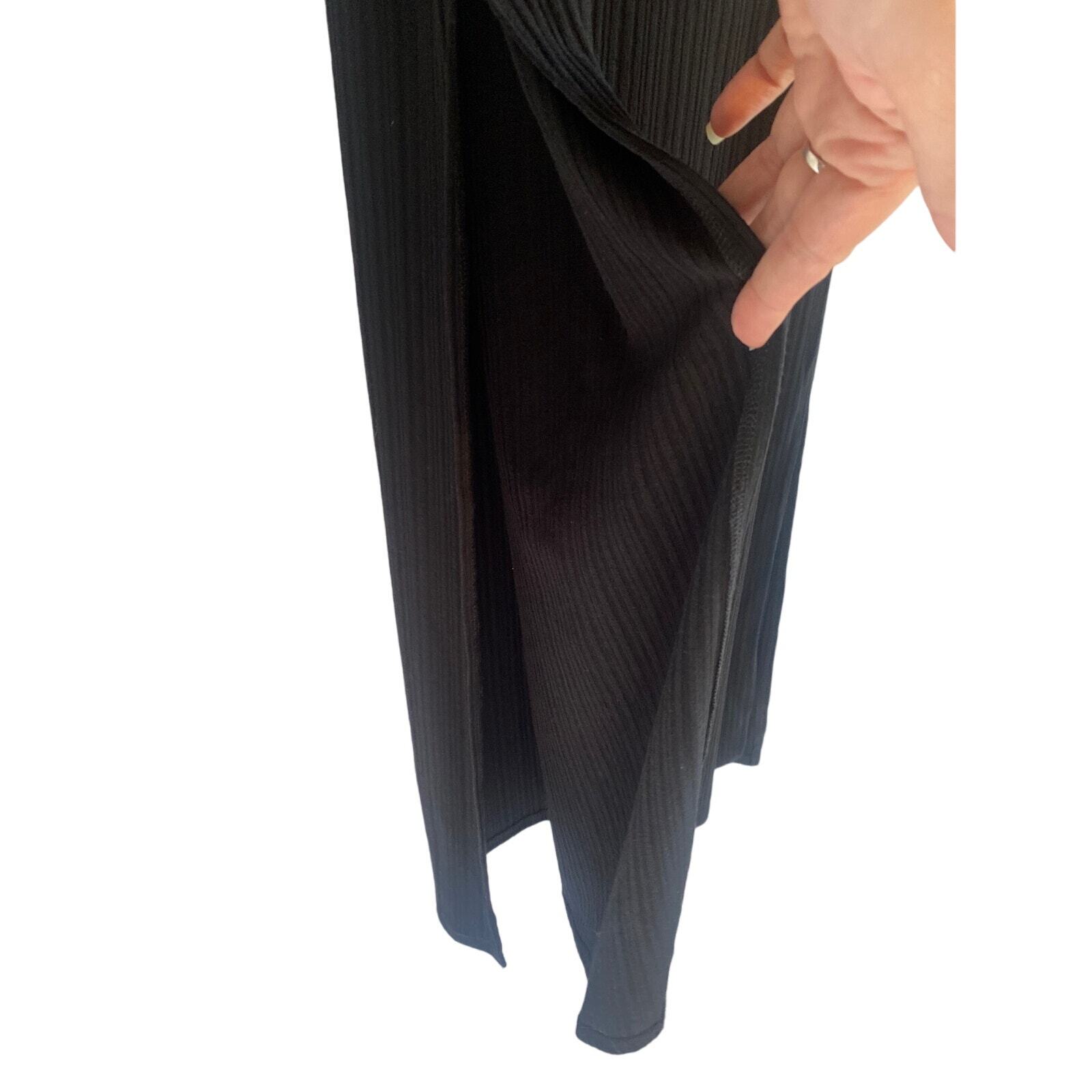 Anthropology Green Envelope Womens Large Black Maxi Dress Stretch Lightweight