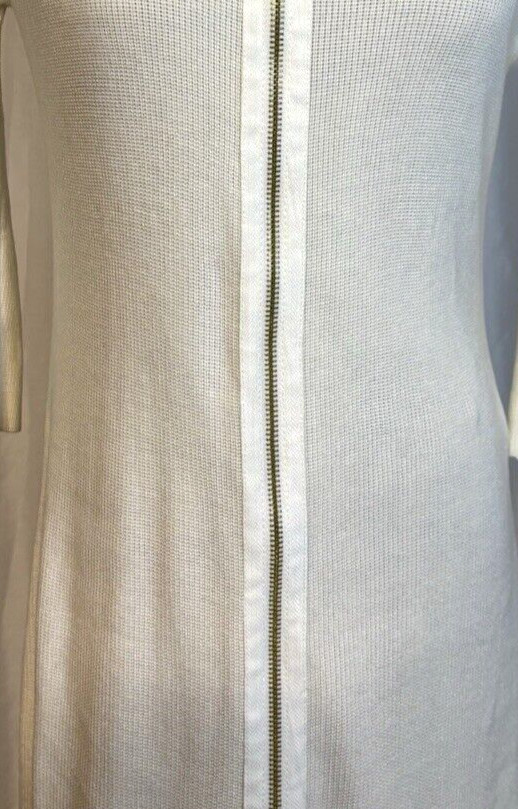 Calvin Klein S Ivory Acrylic Knit Exposed Gold Zipper Bodycon Sweater Dress
