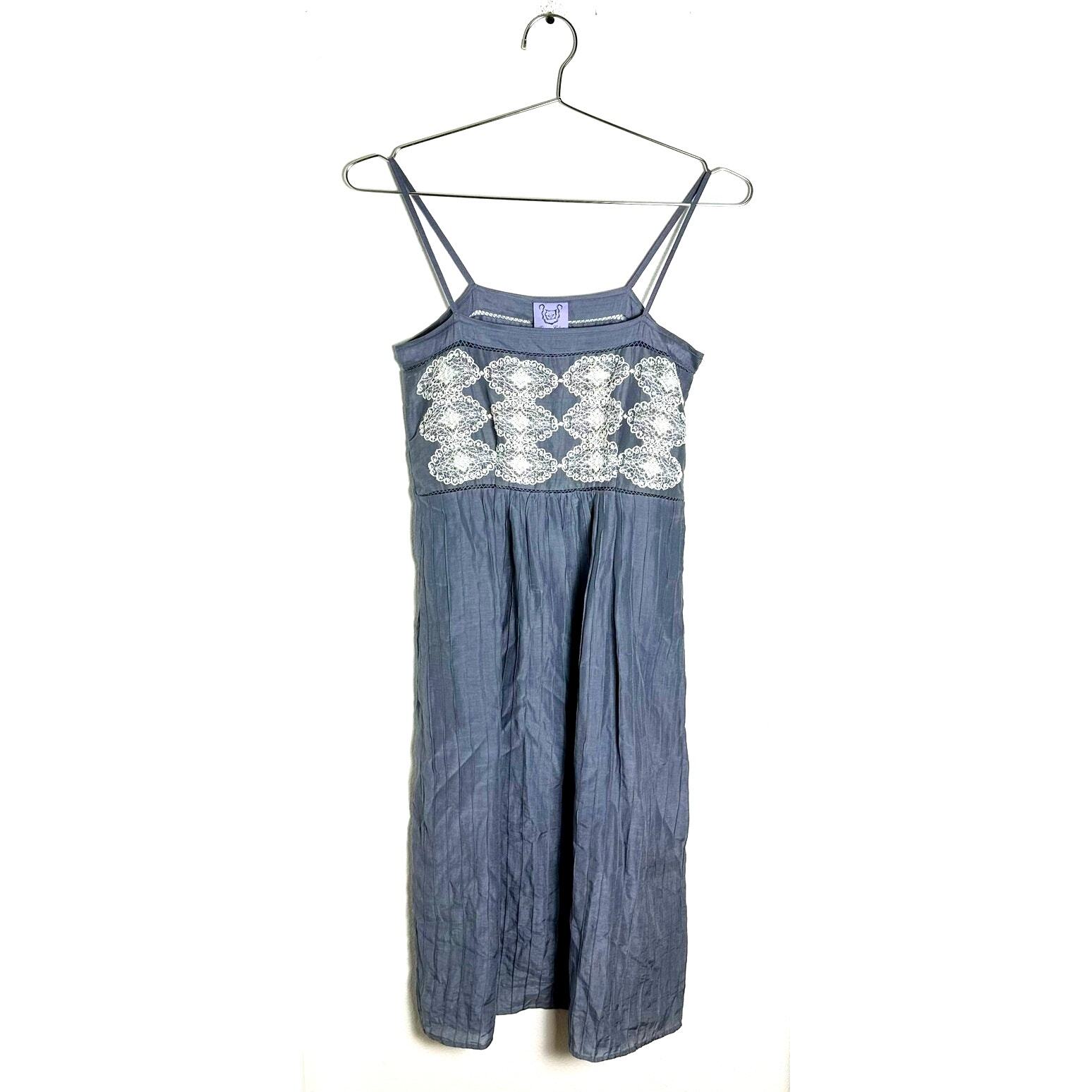 Thierry Colson Silk Cotton Lawn Lace Pintuck Dress Party Beach Lounge sz XS