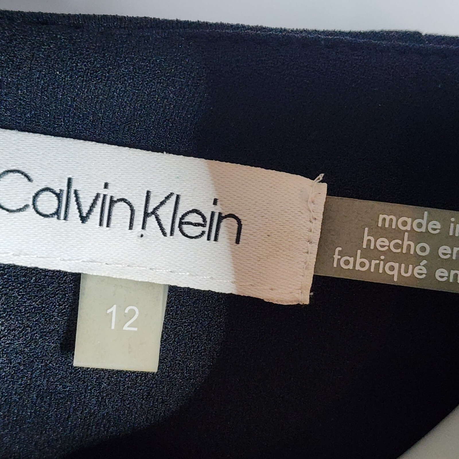 CALVIN KLEIN Blue White Black Colorblock Zip Up Pencil Dress Womens Size 12