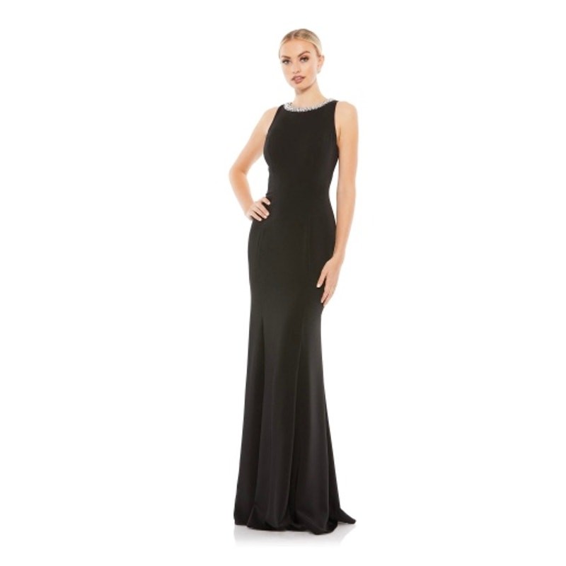 Mac Duggal Crystal Neck Trumpet Black Gown 14 Breakfast at Tiffany’s Vibe! NWT