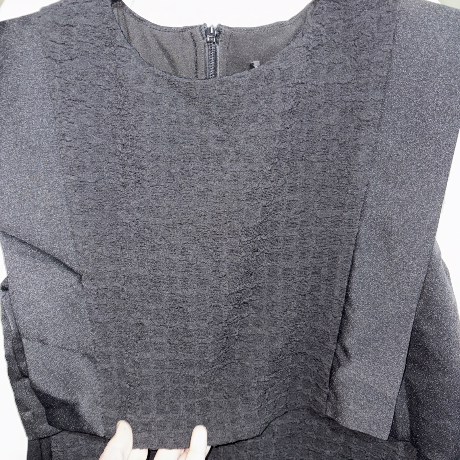 NWT! Saturday Club Peak Shoulder Layered Textured Dress Size Small Black
