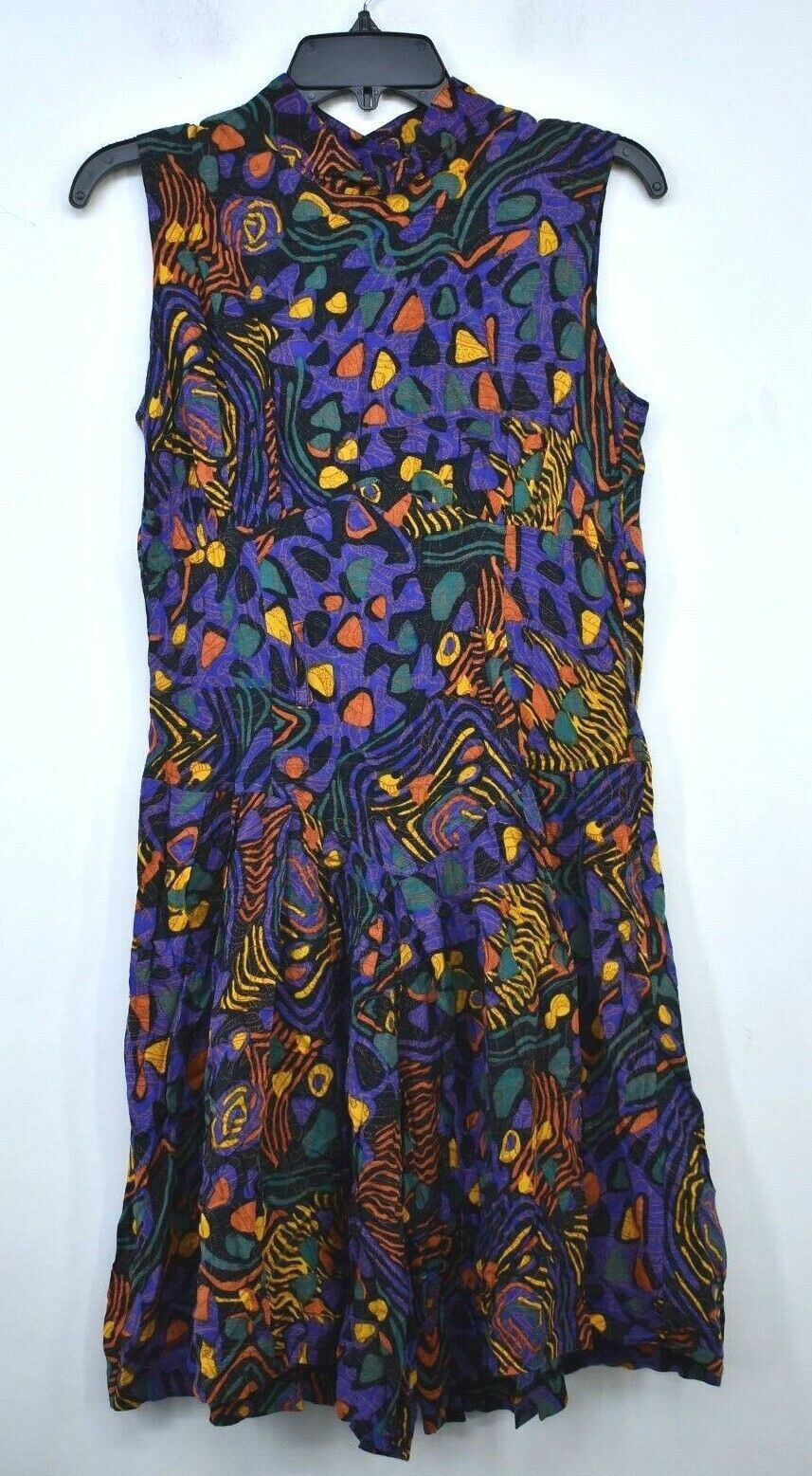 Vintage 90s Joni Blair Juniors Size 7 Sleeveless A-Line Casual Multicolor Dress