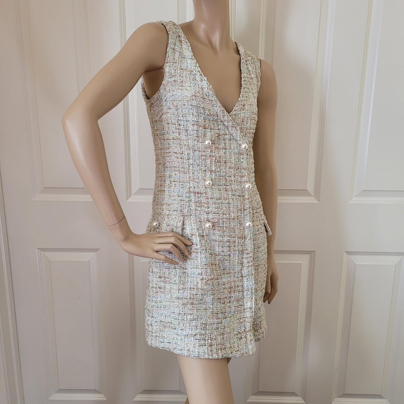 Forever 21 Metallic Sequin Glitter Shimmer Tweed Blazer Mini Dress Size S