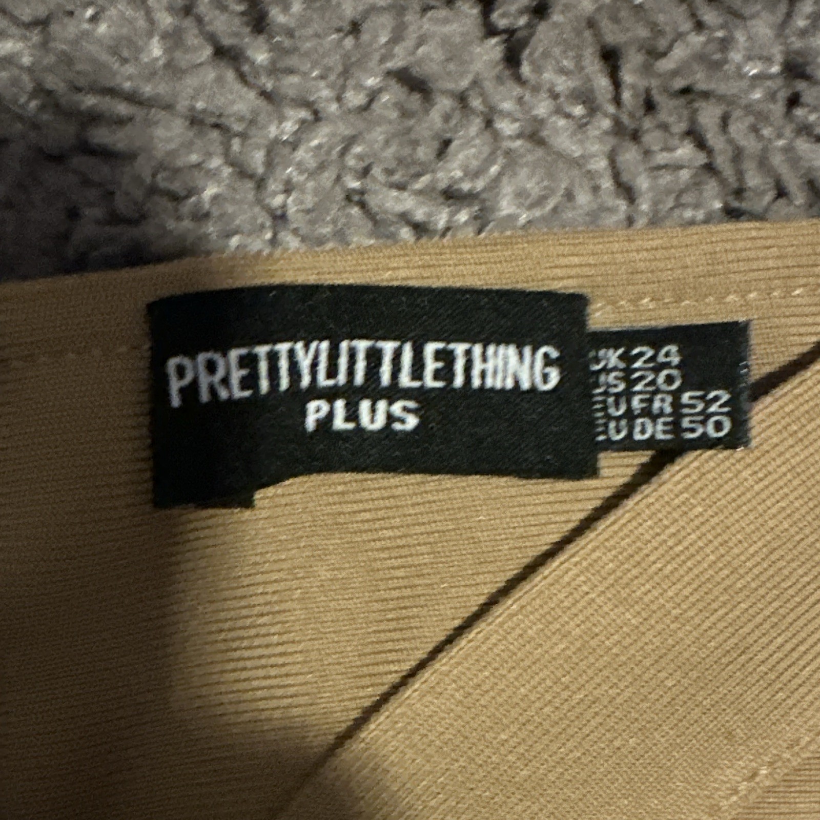 PrettyLittleThing Plus US 20 Beige zip up in the back dress