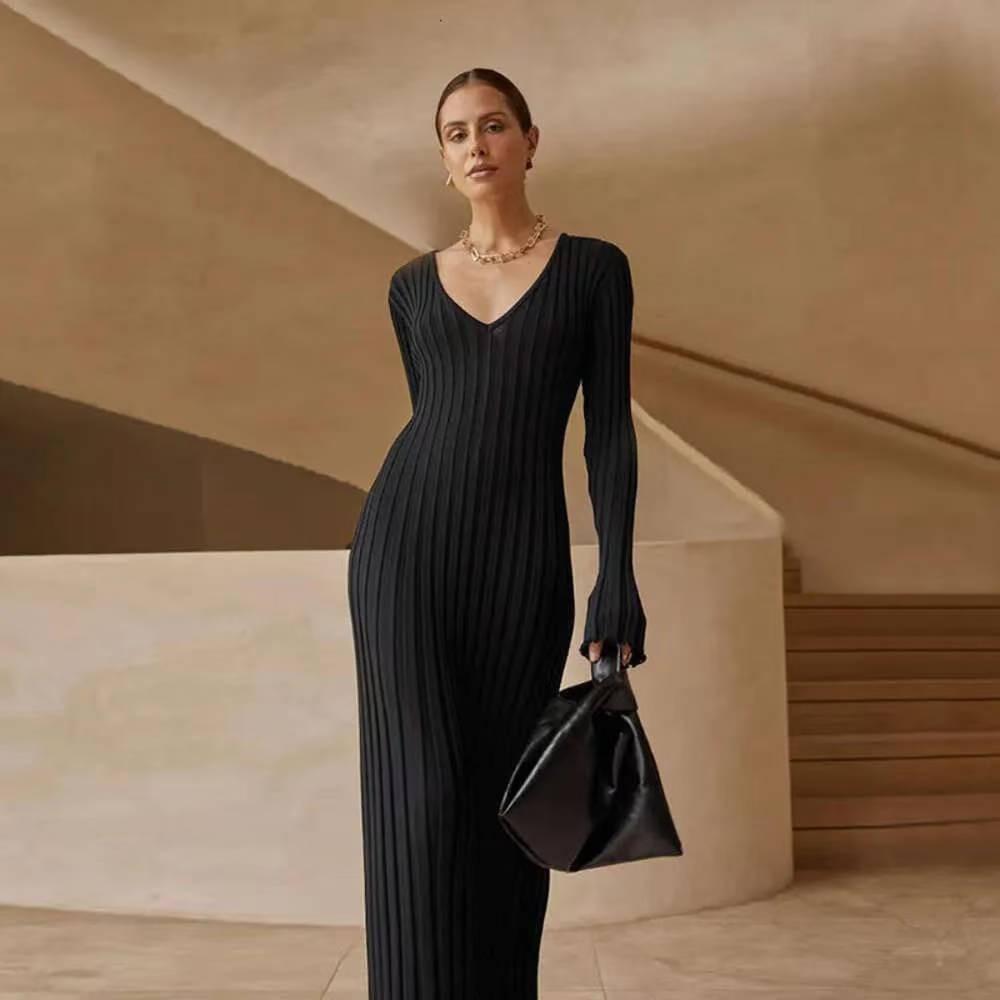 Women’s 2025 Fall Sweater Dress Long Sleeve V Neck Ribbed Knit Party Cocktail Bo