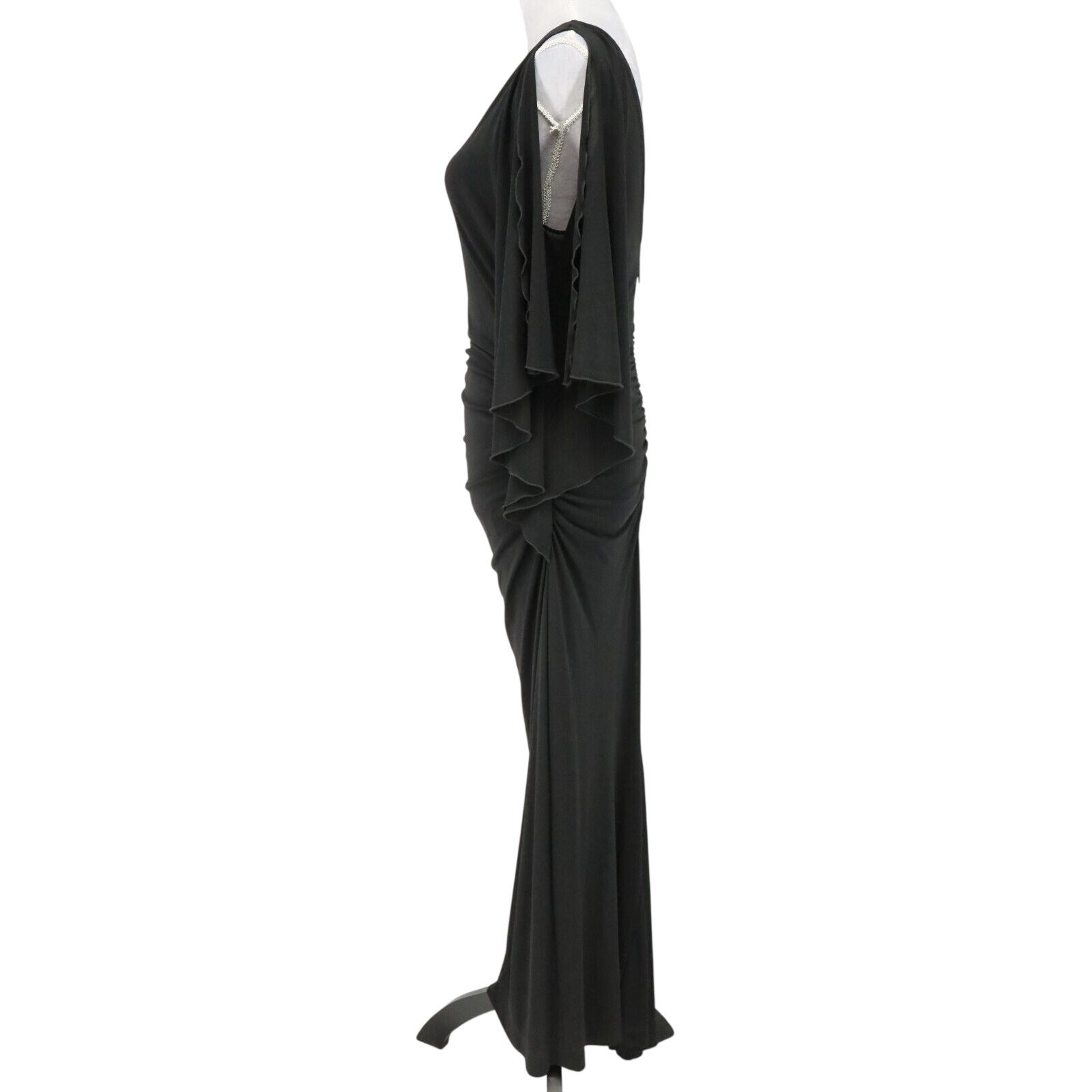 Nicole Miller Gown Womens 10 Black Maxi Ruched Lined Dress Low Back Zip Formal