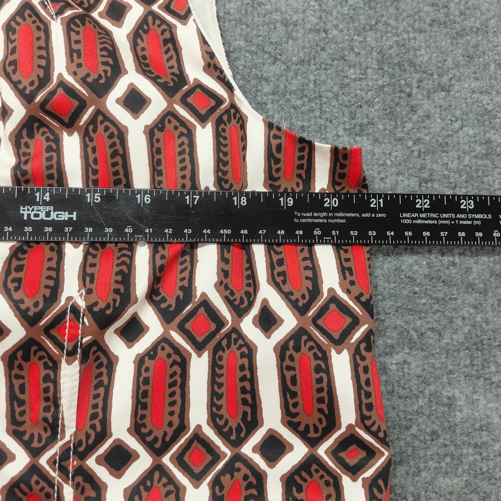 Talbots Shift Dress Women’s Size 14 Red Brown Black White Geometric Sleeveless