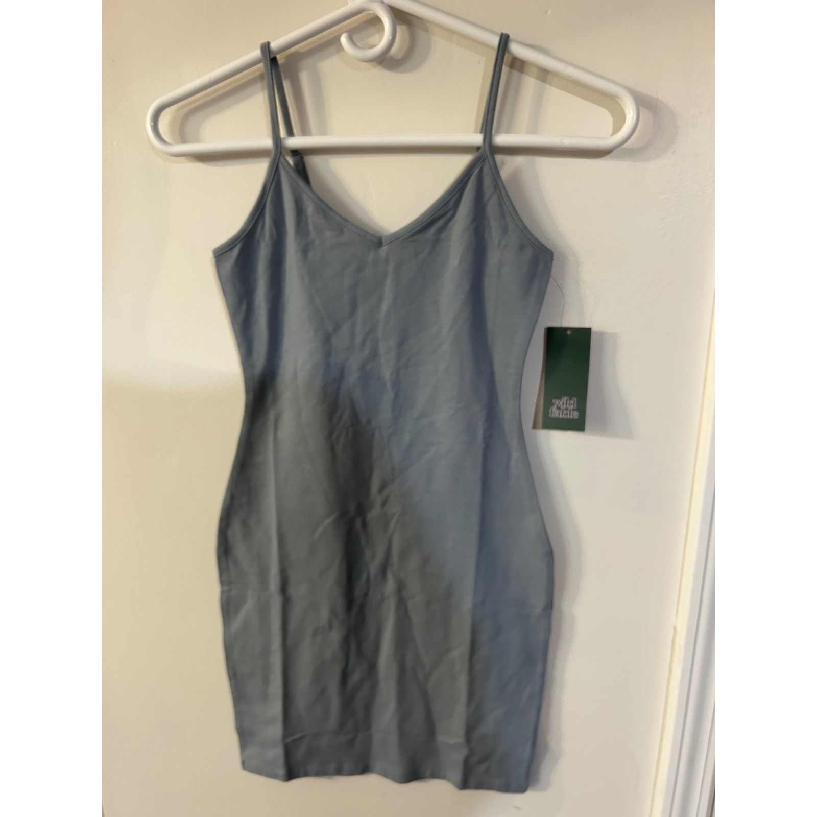 Wild Fable Strappy V-Neck Bodycon Knit Dress Slate Blue XS NWT