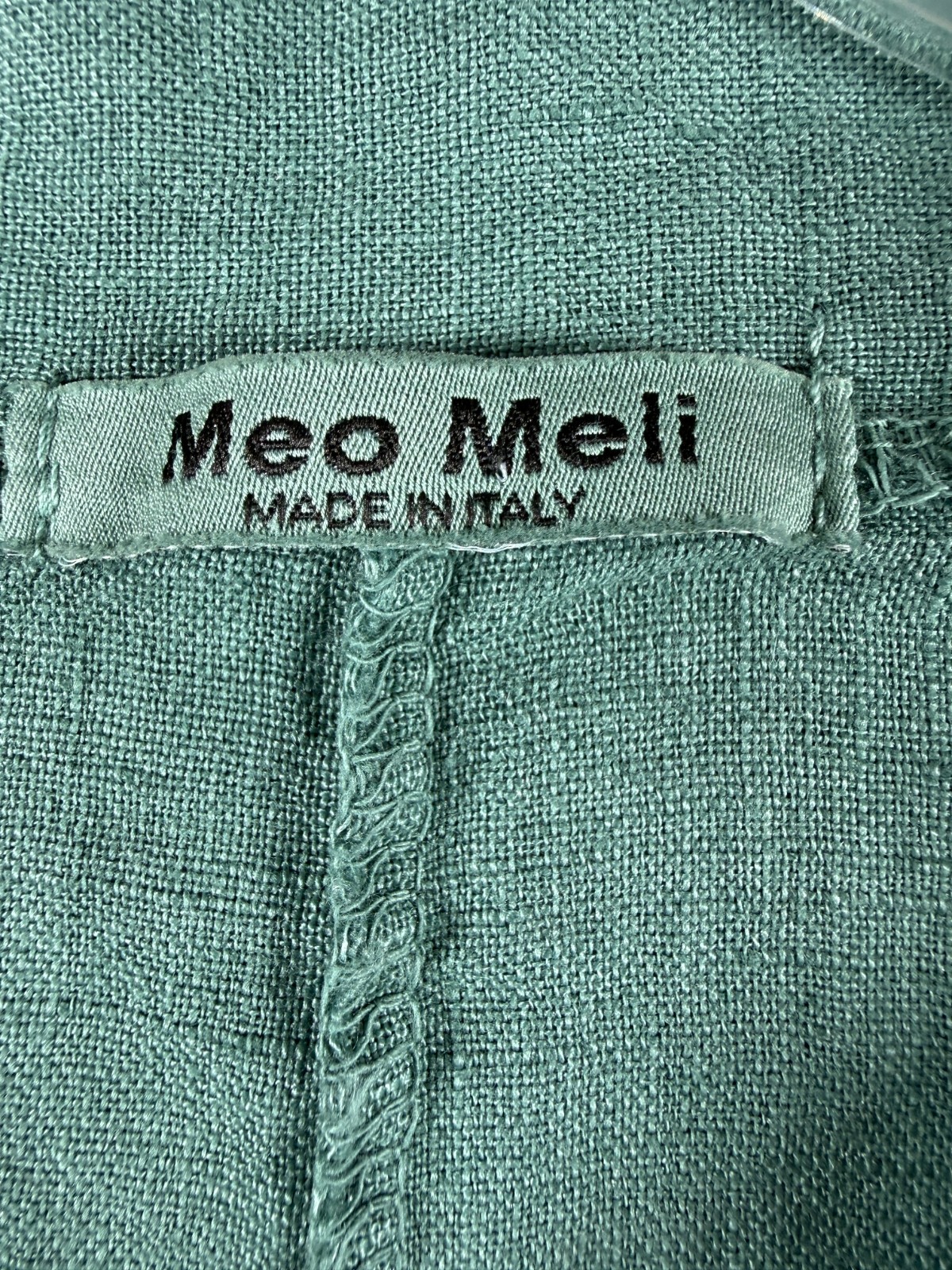 Meo Meli Linen Beach Mini Boho Dress Big Pockets Green Made Italy Size Medium