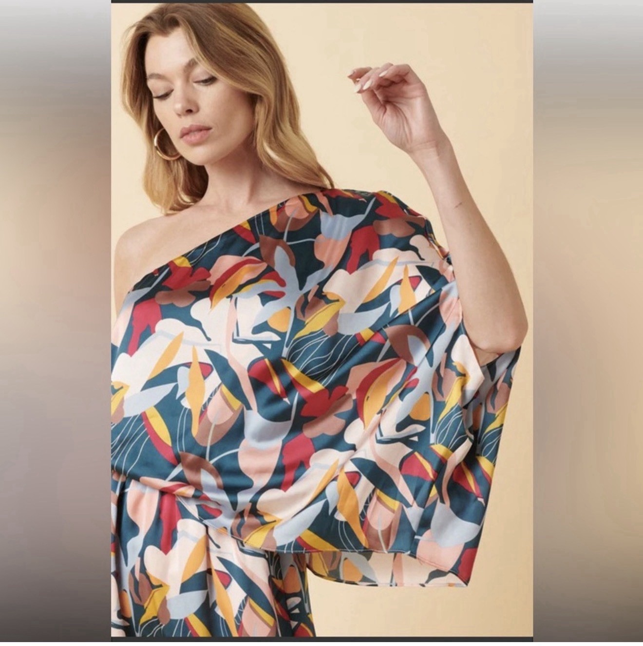 Mittoshop Women’s One Shoulder Maxi Dress M Floral Boho Vacation Cottagecore