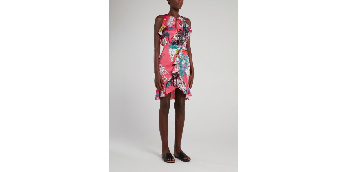 JUST CAVALLI PINK FRILL EDGE MINI DRESS Size 42 in great condition