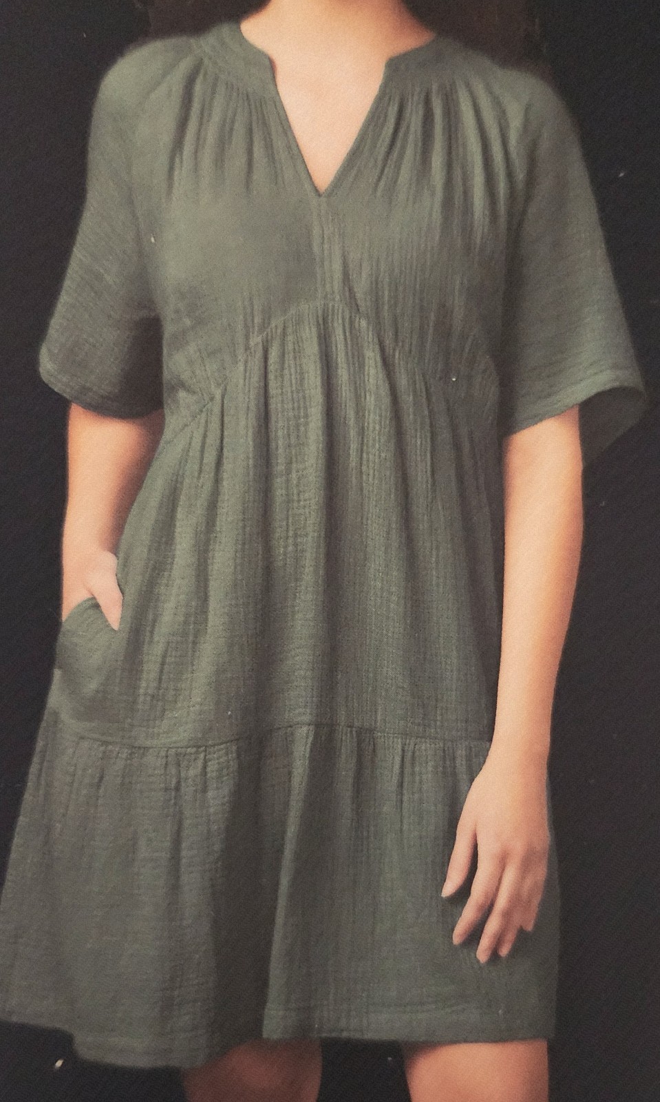 NWT GAP 100% Cotton Gauze Soft Crinkle Dress Women’s S, Dark Jade Green, $69.95