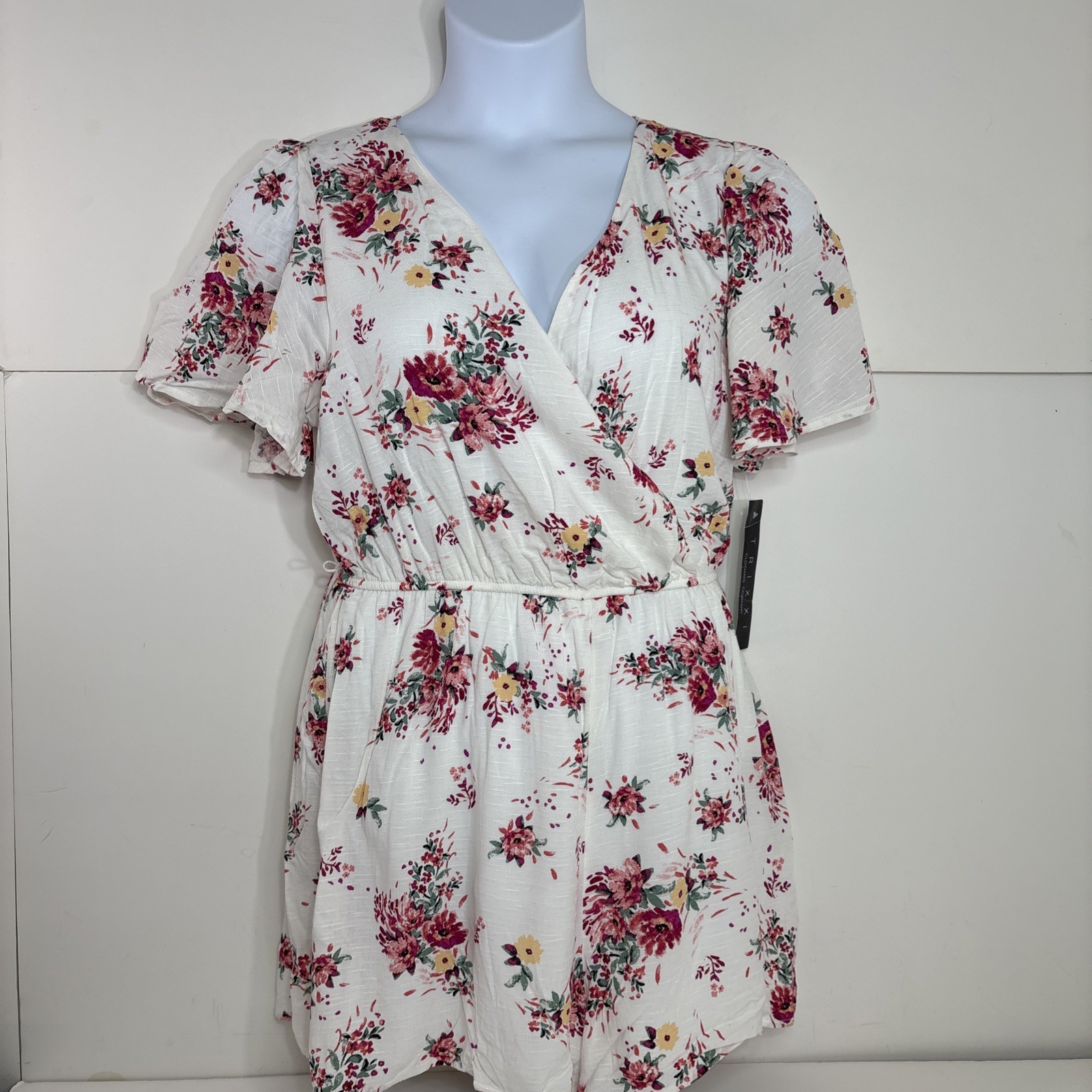 Trixxi Ivory White Floral Romper Dress Women’s XL New NWT