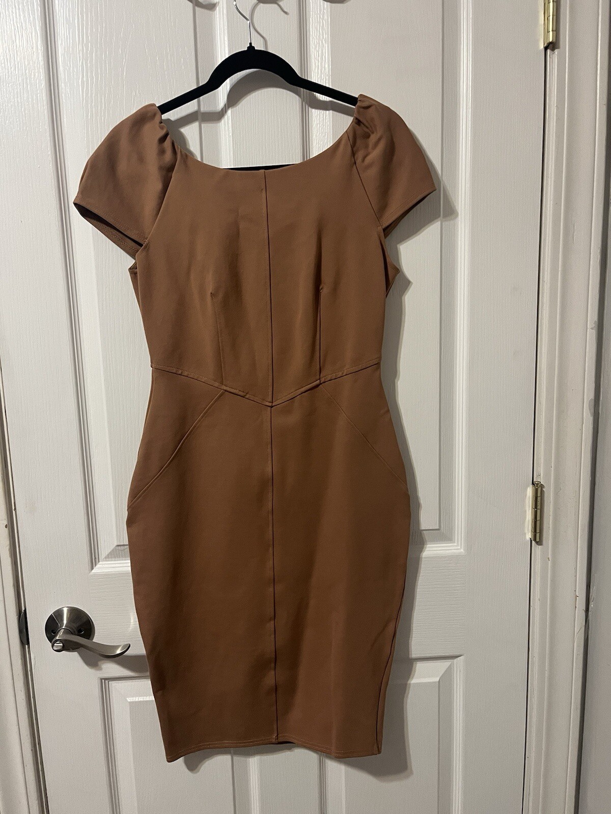 Closet London Cap Sleeve Bodycon Pencil Dress Tan Brown Size US 6 / UK 10