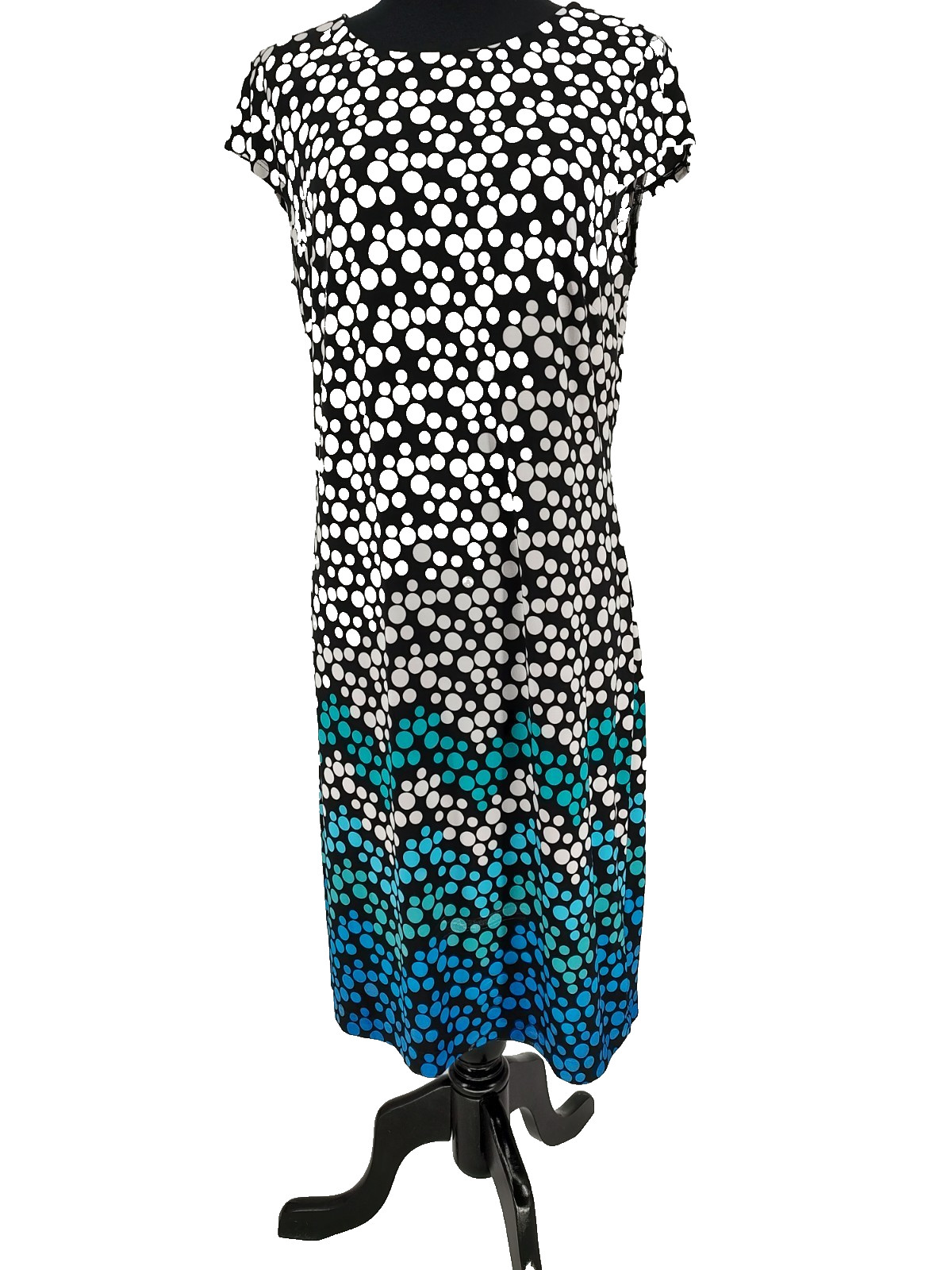 Liz Claiborne Woman’s Multicolor Dot Sheath Dress Size 10 Cap Sleeve Pullover