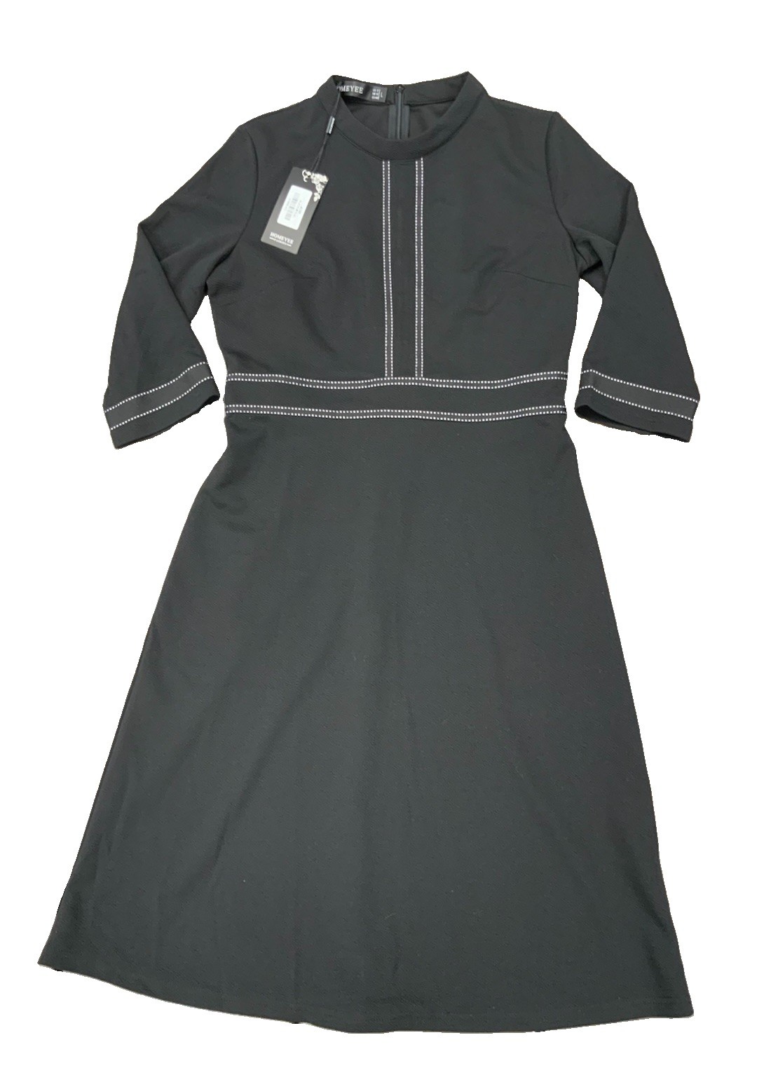 Homeyee Women’s Black Dress White Switching Swing Dress Size Large Business