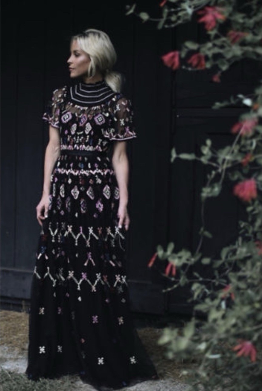 Needle & Thread Florentine Embroidered Maxi Dress Sz 6