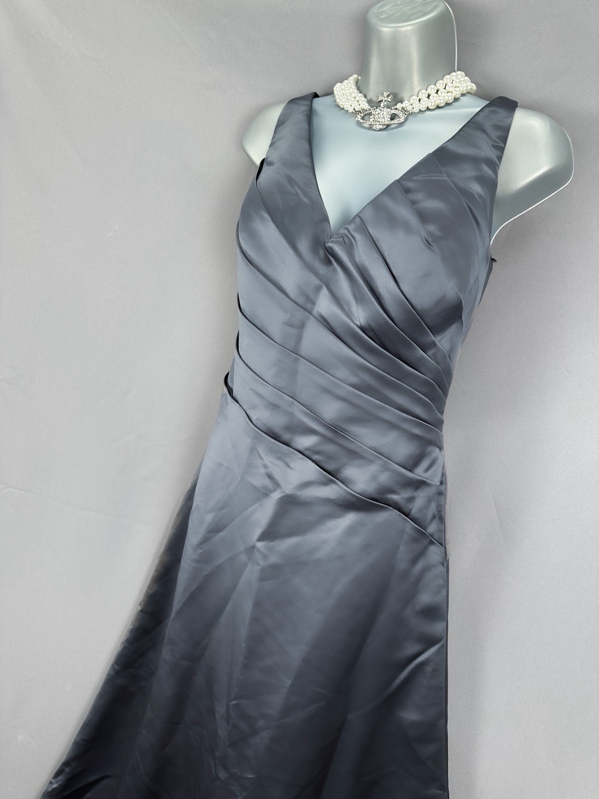 Veromia grey sleeveless bridesmaid/occasion long maxi gown dress size 14